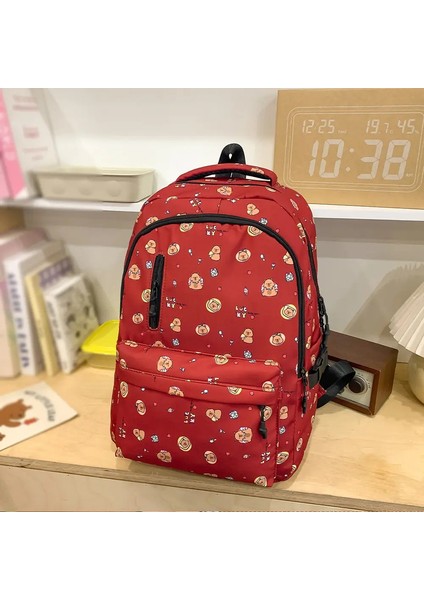 Sevimli Capibala Baskılı Sırt Çantası Kadın Niş Rahat All-Fit Seyahat Sırt Çantası Büyük Kapasiteli Hafif Öğrenci Çantası Renk: Hong Mianbao (Yurt Dışından)