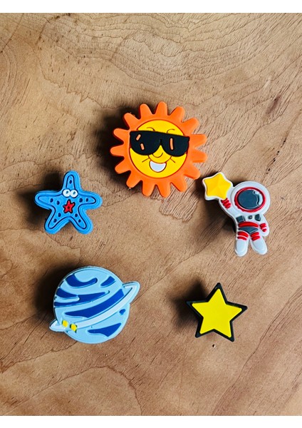 Jibbitz Terlik Süsü 5 Li Set Uzay ,astronot ,yıldız, Uzay Aracı Temalı