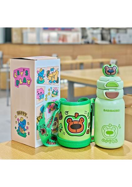 Yalıtımlı Bardak Pipetli Ikili Içme Bardağı Paslanmaz Çelik Vakumlu Kupa Öğrenci Bardağı (Yurt Dışından)