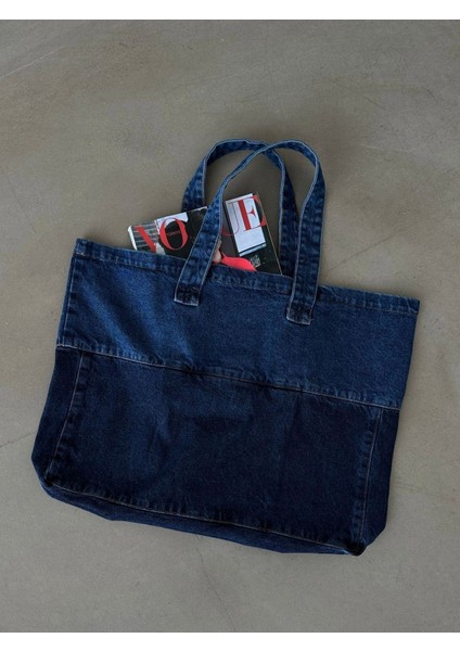 Şık Mavi Kadın Askılı Denim Çanta, Tarzınızı Tamamlar