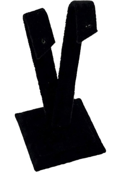 Kadife Siyah Küpe Çekim Standı, Şık ve Kullanışlı Takı Sunumu Aracı