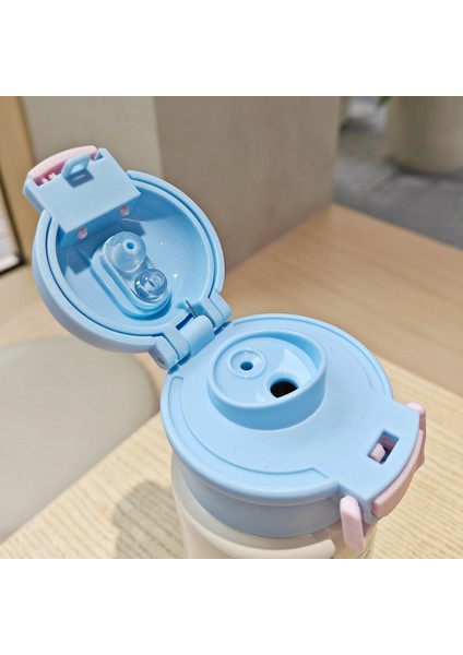 Karikatür Kapaklı Çift Kullanımlı Yalıtım Kabı Pipetli Su Kabı Öğrenciler Paslanmaz Çelik Vakumlu Kap (Yurt Dışından) fiyatları