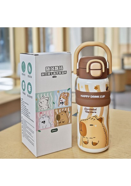 Yalıtım Bardağı Sevimli Paslanmaz Çelik Vakumlu Pipetli Bardak Öğrenci Kupa (Yurt Dışından)