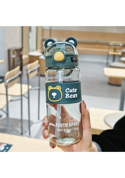 Ayı Pipetli Kupa Plastik Kupa Çocuk Kurı (Yurt Dışından)