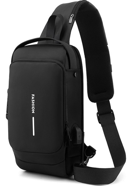 Lokomotif Çantası Göğüs Çantası Erkek Messenger Çantası Açık Spor USB Arayüzü Göğüs Çantası (Yurt Dışından)