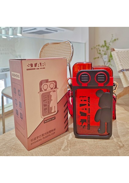 Çocuk Pipetli Kupa Öğrenci Çift Içmeli Plastik Kare Kupa (Yurt Dışından)