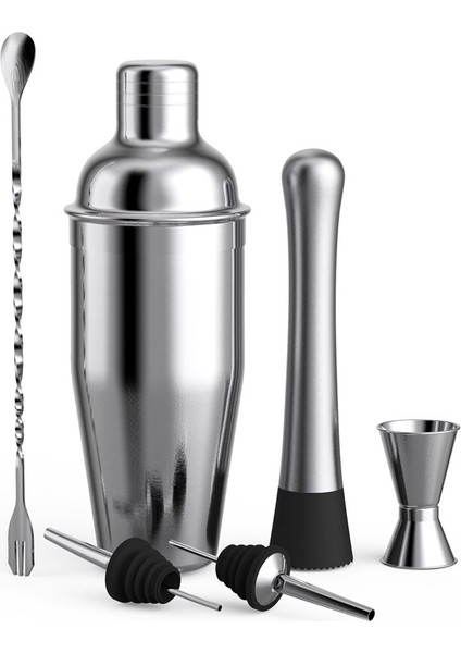 Paslanmaz Çelik Kokteyl Çalkalayıcı Kokteyl Çalkalayıcı Aracı Altı Parçalı Set 750ML (Yurt Dışından)