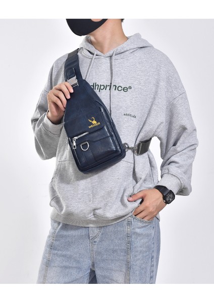 Göğüs Çantası Erkek Retro Vahşi Omuz Çantası Büyük Kapasiteli Su Geçirmez Omuz Çantası Messenger Çanta Erkek Üst Düzey Erkek Çantası (Yurt Dışından) fırsatları