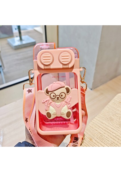 Çocuk Pipetli Kupa Öğrenci Çift Içmeli Plastik Kare Kupa (Yurt Dışından)