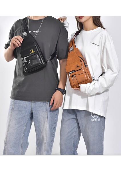 Göğüs Çantası Erkek Retro Vahşi Omuz Çantası Büyük Kapasiteli Su Geçirmez Omuz Çantası Messenger Çanta Erkek Üst Düzey Erkek Çantası (Yurt Dışından) fiyatları