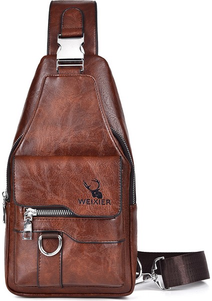 Göğüs Çantası Erkek Retro Vahşi Omuz Çantası Büyük Kapasiteli Su Geçirmez Omuz Çantası Messenger Çanta Erkek Üst Düzey Erkek Çantası (Yurt Dışından)