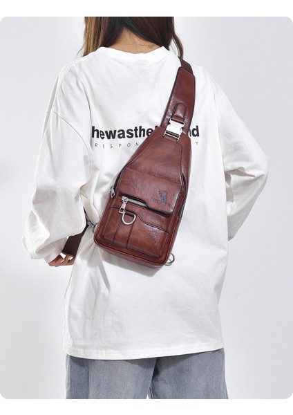 Göğüs Çantası Erkek Retro Vahşi Omuz Çantası Büyük Kapasiteli Su Geçirmez Omuz Çantası Messenger Çanta Erkek Üst Düzey Erkek Çantası (Yurt Dışından) modelleri