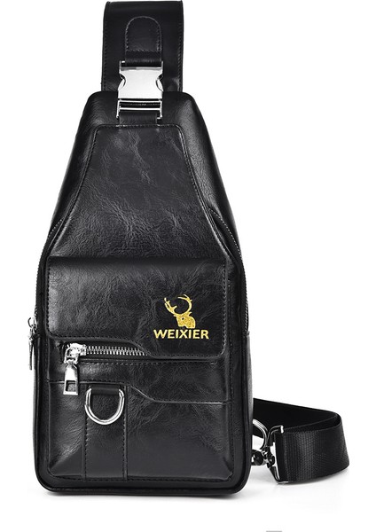 Göğüs Çantası Erkek Retro Vahşi Omuz Çantası Büyük Kapasiteli Su Geçirmez Omuz Çantası Messenger Çanta Erkek Üst Düzey Erkek Çantası (Yurt Dışından)