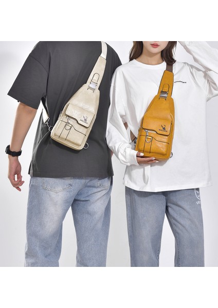 Göğüs Çantası Erkek Retro Vahşi Omuz Çantası Büyük Kapasiteli Su Geçirmez Omuz Çantası Messenger Çanta Erkek Üst Düzey Erkek Çantası (Yurt Dışından) indirimleri