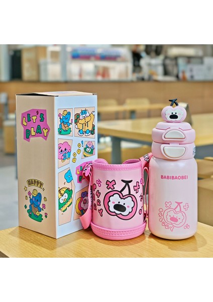 Yalıtımlı Bardak Pipetli Ikili Içme Bardağı Paslanmaz Çelik Vakumlu Kupa Öğrenci Bardağı (Yurt Dışından)