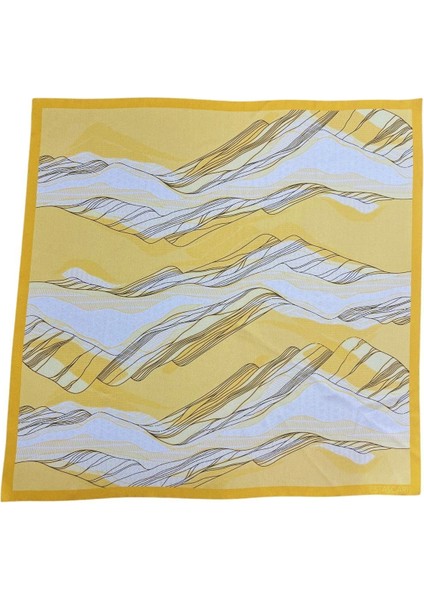 Sarı Okyanus Desenli Fular Estascarf