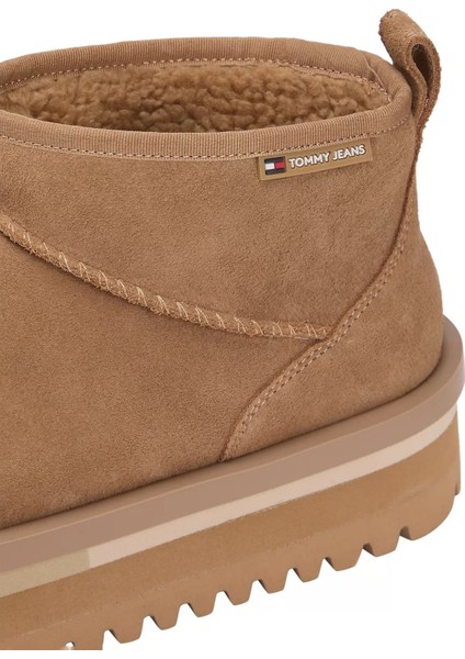 Kadın Süet Platform Tabanlı Kar Botu - Bej