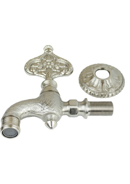 Ikili Hamam Taslı Desenli Perlatörlü Mat Krom Inox Saten Osmanlı Musluk fırsatları