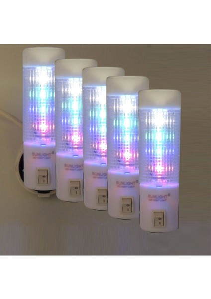 5'li Renkli LED Gece Lambası, 0,5W, Tasarruflu, Işıklı, Fişli Düğmeli fiyatları
