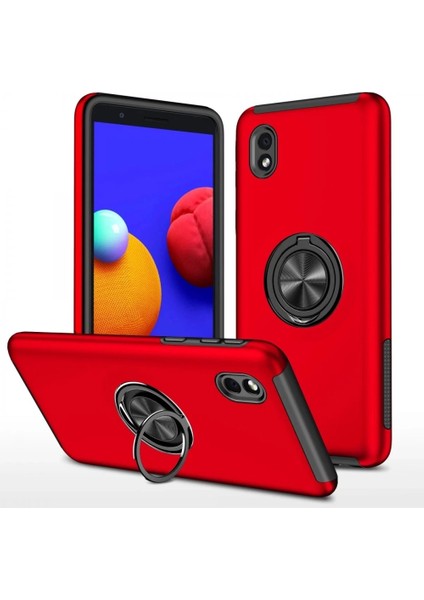 Samsung Galaxy A01 Core Kılıf Elit Yüzüklü Kapak - Kırmızı