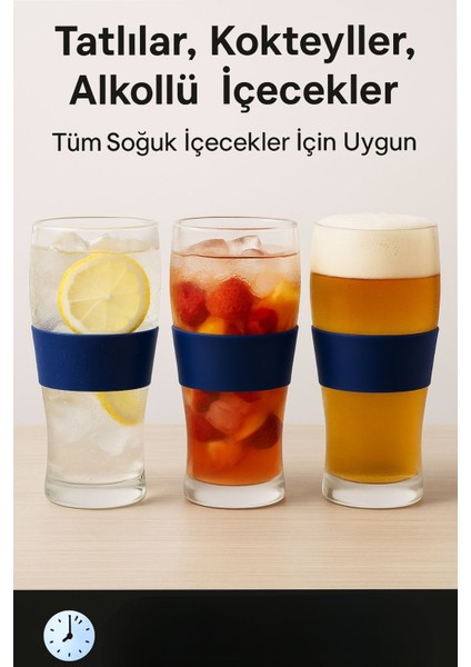 Buzz Bardak – 470 ml Aktif Jel Soğutmalı Cam Bardak | Silikon Tutuş Bantlı fırsatları