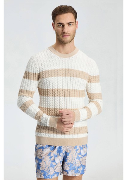 Saç Örgü Desenli Krem Rengi Ince Yazlık Triko modelleri