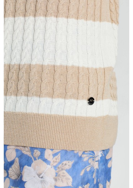 Saç Örgü Desenli Krem Rengi Ince Yazlık Triko fırsatları