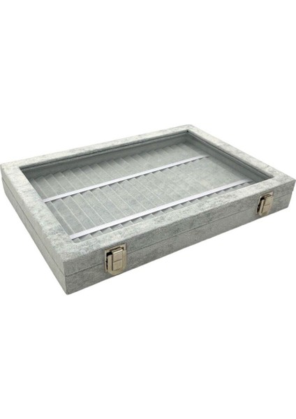 Gri Süet Cam Kapaklı Bileklik Saklama Kutusu, Şık ve Düzenli Kullanım Sağlar. fiyatları