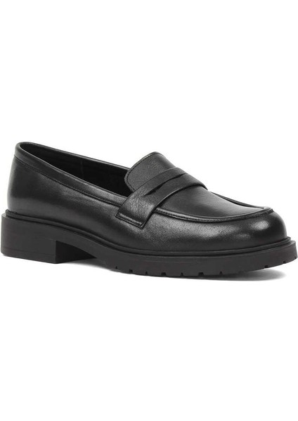Kadın Siyah Deri Loafer modelleri