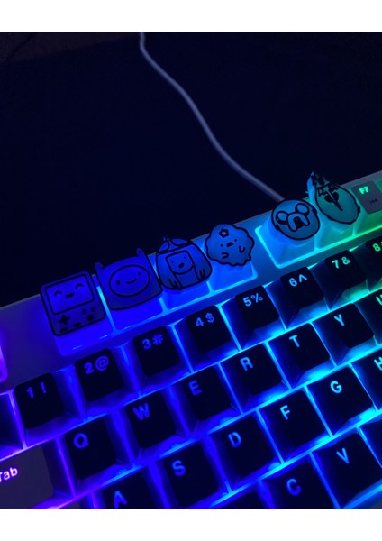 Adventure Time 6'lı Keycap Seti | Rgb Uyumlu Mekanik Klavye Tuş Başlıkları | Cherry Mx Uyumlu modelleri