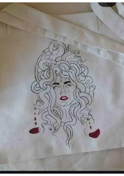 Medusa El Boyaması Bez Çanta – Mitoloji Serisi