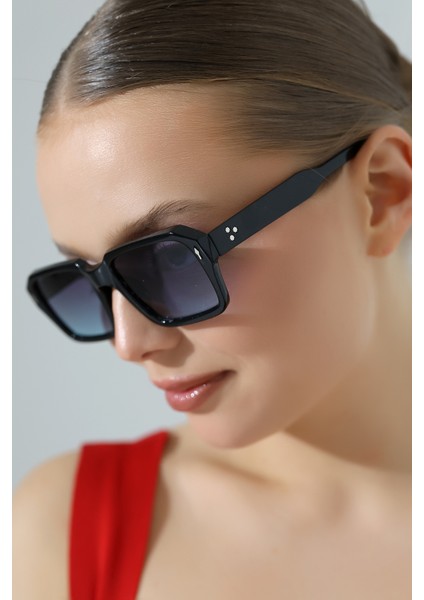 Kadın Kare Siyah Açık Renk Cam UV400 Güneş Gözlüğü 23033 C2 A fırsatları