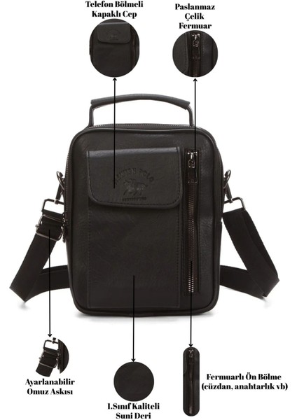 Şık Siyah Suni Deri Telefon ve El Çantası, Çok Amaçlı ve Hafif Tasarım modelleri