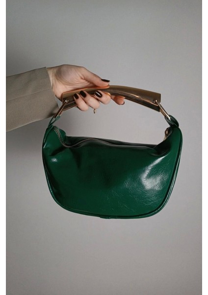 Şık Yeşil Gold Tasarım Kadın El, Kol ve Omuz Çantası, Kahverengi Renkli modelleri