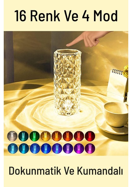 16 Renkli, Uzaktan Kumandalı, Dokunmatik, Kablosuz Masa Üstü LED Lamba fiyatları