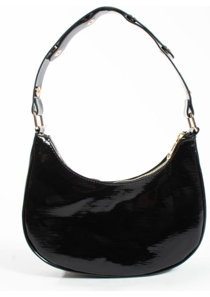 Şık Kadın Parlak Derili Baget Omuz Çantası, Siyah Renk. fiyatları