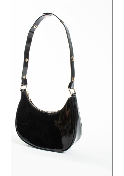 Şık Kadın Parlak Derili Baget Omuz Çantası, Siyah Renk. fırsatları