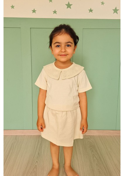 2li Etekli Şort Kız Takımı Pamuklu