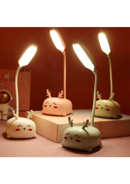 Sevimli Geyik USB LED Şarjlı Masa Lambası, Turuncu Renk