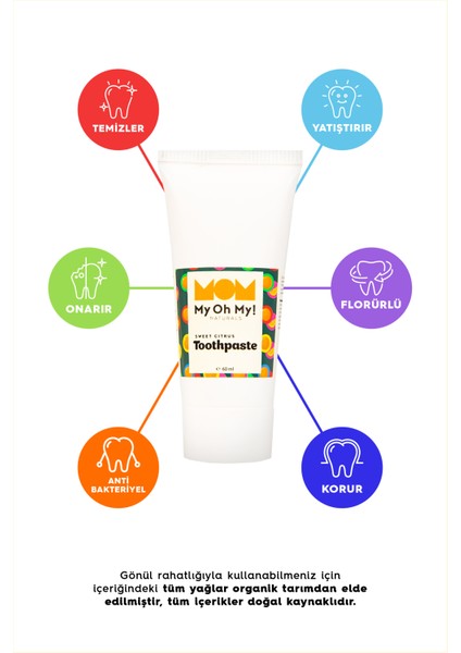 Organik Tatlı Portakal Uçucu Yağlı Florürlü Çocuk Diş Macunu modelleri