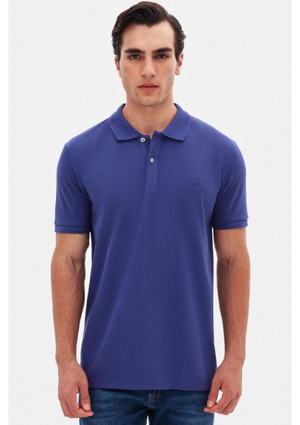 D'S Damat Ds Damat Regular Fit Mor %100 Pamuklu Uzun Ömürlü Kıvrılmaz Polo Yaka Nakışlı T-Shirt 4HC14ORT51000