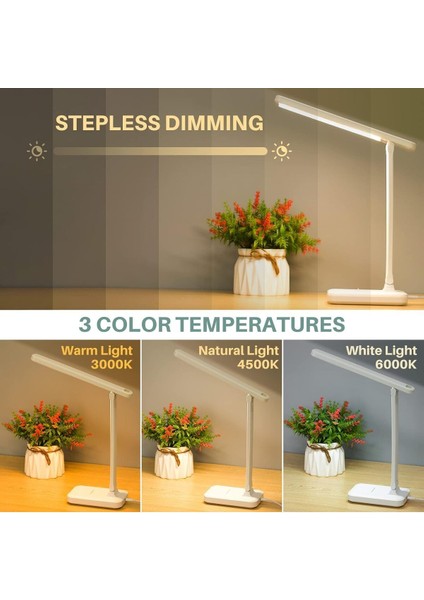 3 Kademeli Çok Fonksiyonlu LED Masa Lambası, Renkli, Dokunmatik, Telefon Standlı modelleri