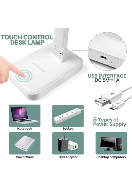 3 Kademeli Çok Fonksiyonlu LED Masa Lambası, Renkli, Dokunmatik, Telefon Standlı