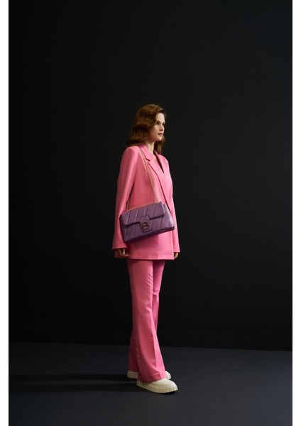 Mor Desenli Zincir Askılı Çok Amaçlı Kadın El ve Omuz Çantası modelleri