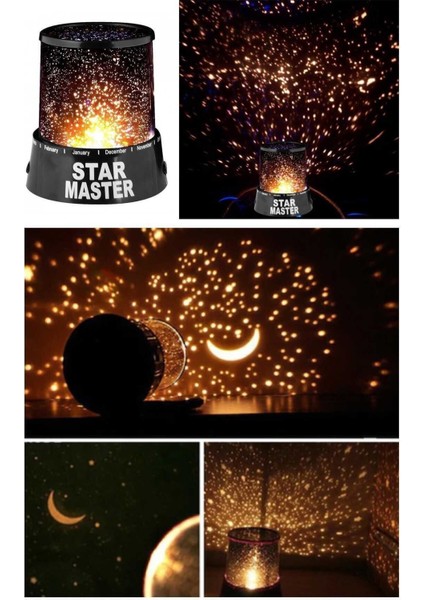 Yıldızlı Projeksiyon Gece Lambası, Renkli ve Sıcak Atmosfer Yaratır