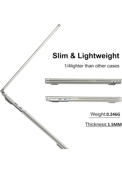 Yeni MacBook Air 13.6 Inç Kılıf ile Uyumlu 2022 2023 Sürüm A2681 M2 Çip, Retina Ekranlı, Plastik Sert Kılıf + Klavye Kılıfı + Ekran Koruyucu - Kristal Gri (Yurt Dışından) modelleri