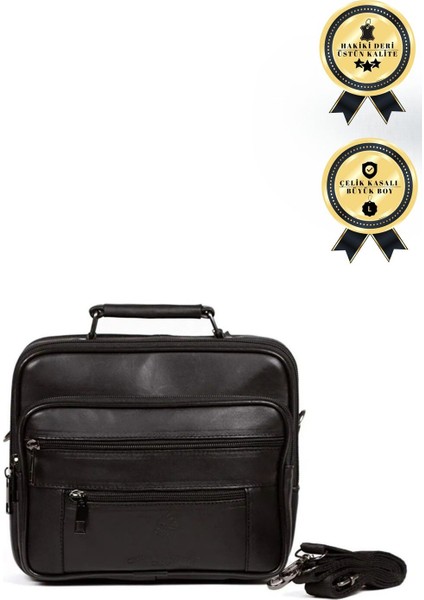 Erkek Deri Çanta Büyük Boy Siyah Omuz Askılı, Şık ve Kullanışlı Tasarım