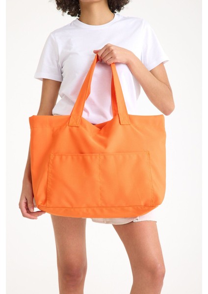Renkli Astarlı Kadın Omuz Çantası, Plaj ve Günlük Kullanım, 4 Cepli, Turuncu indirimleri