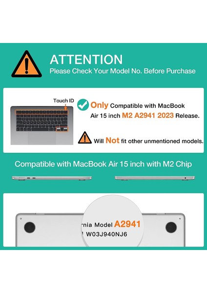MacBook Air 15 Inç Kılıf 2023 Sürümü A2941 M2 Çip ile Uyumlu, Işıltılı Simli Plastik Sert Kılıf&klavye Kapağı&ekran Koruyucu&web Kamerası Kapağı&c Tipi Adaptör 2'li Paket, Şeffaf (Yurt Dışından) modelleri