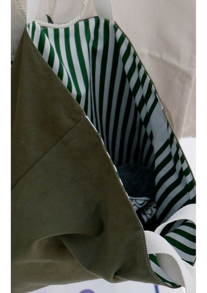 Yeşil Çift Yön Canvas Çok Amaçlı Plaj Çanta indirimleri